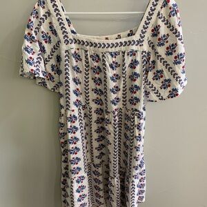 LOFT Floral Print Dress in Blue and Red